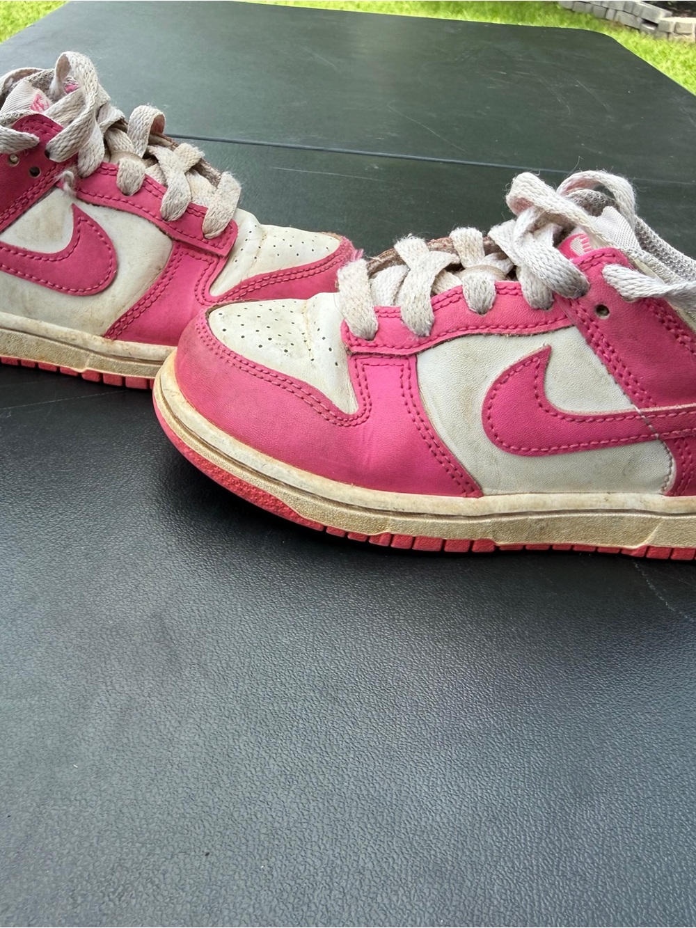 Nike Kids Pink and White Low-Top Sneakers with Swoosh